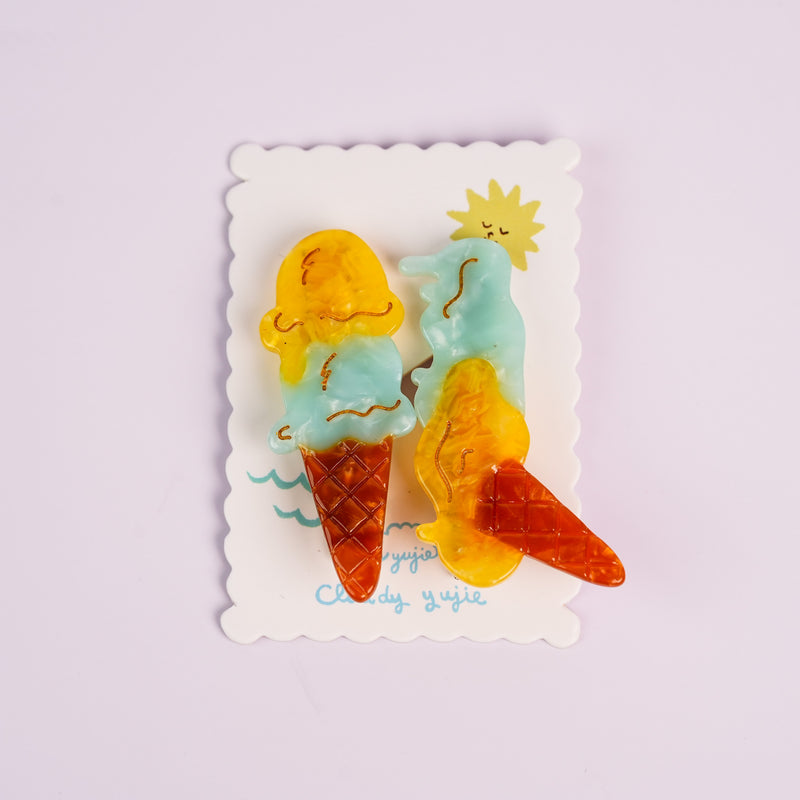 Ice Cream Melting Hair Clips - Mango Mint