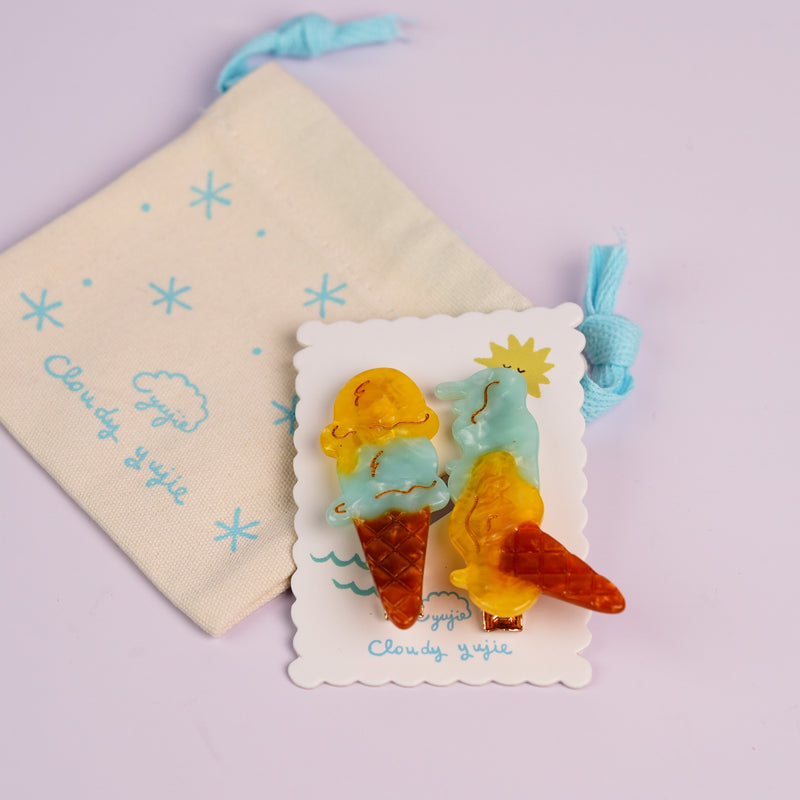 Ice Cream Melting Hair Clips - Mango Mint