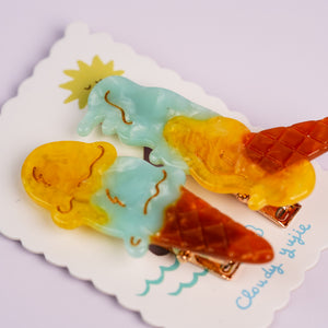 Ice Cream Melting Hair Clips - Mango Mint