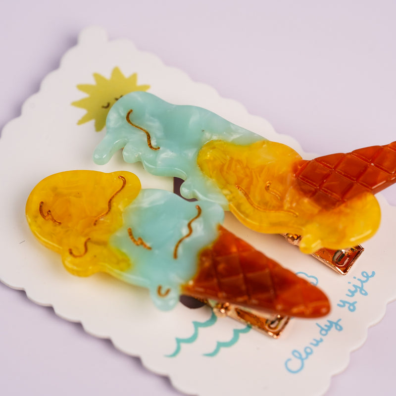 Ice Cream Melting Hair Clips - Mango Mint