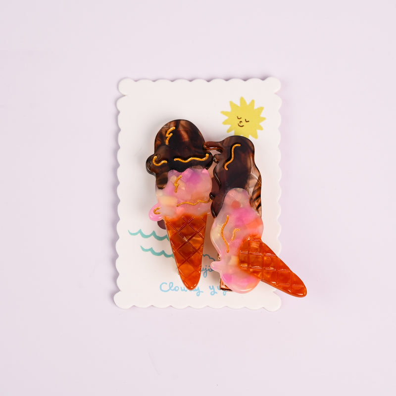 Ice Cream Melting Hair Clips - Berry Chocolate