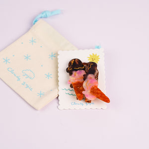 Ice Cream Melting Hair Clips - Berry Chocolate