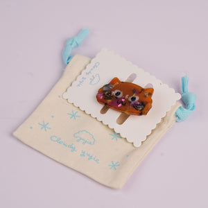 Cat Duckbill Hair Clips - Big Faced Brown