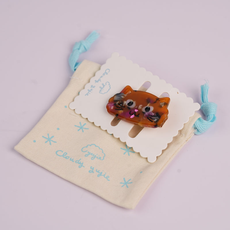 Cat Duckbill Hair Clips - Big Faced Brown