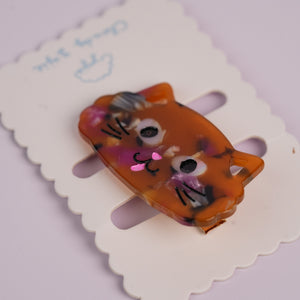 Cat Duckbill Hair Clips - Big Faced Brown