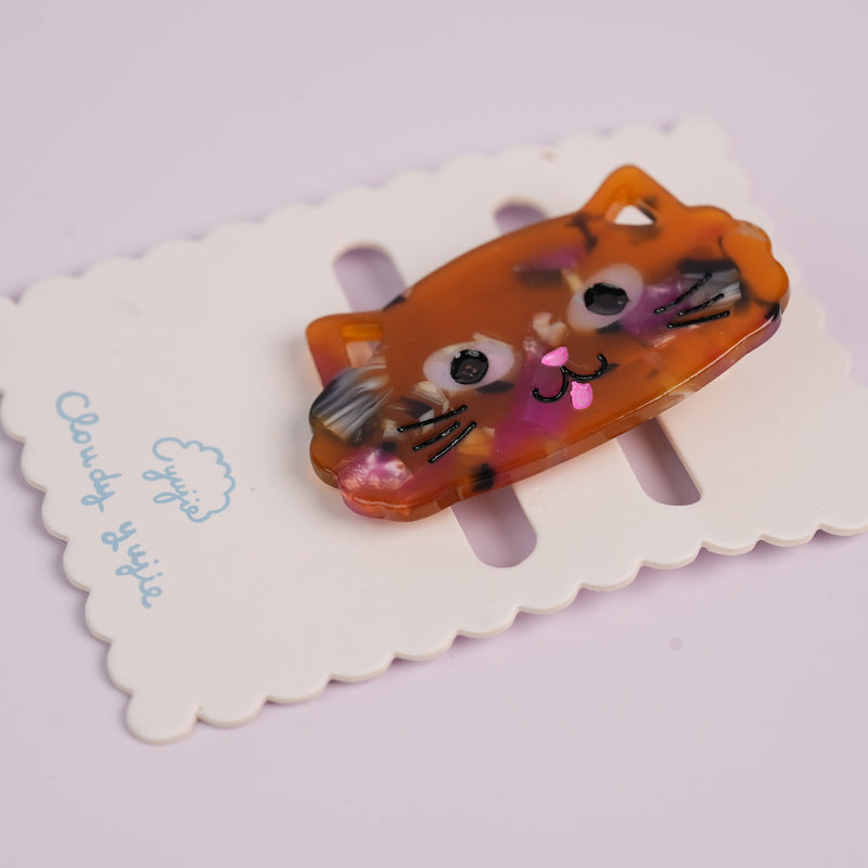 Cat Duckbill Hair Clips - Big Faced Brown