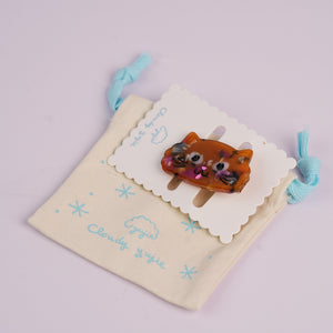 Cat Duckbill Hair Clips - Big Faced Brown