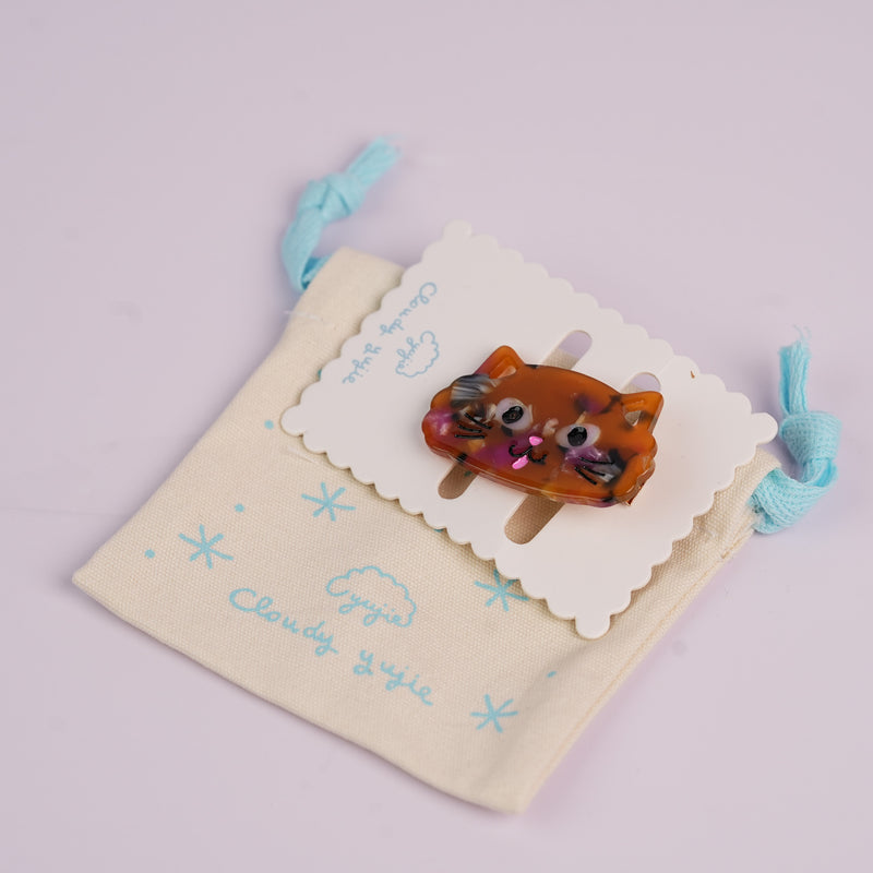 Cat Duckbill Hair Clips - Big Faced Brown
