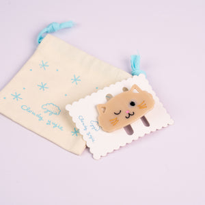 Puppy Alligator Hair Clips - Big White Cat