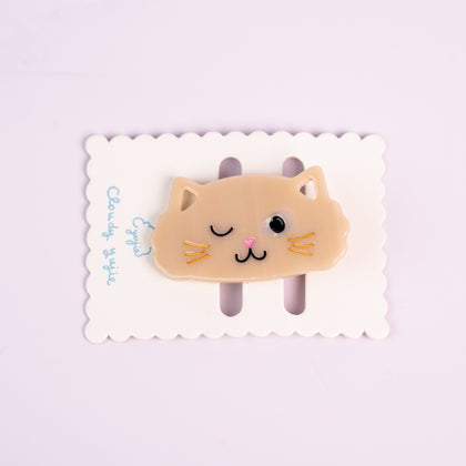 Puppy Alligator Hair Clips - Big White Cat