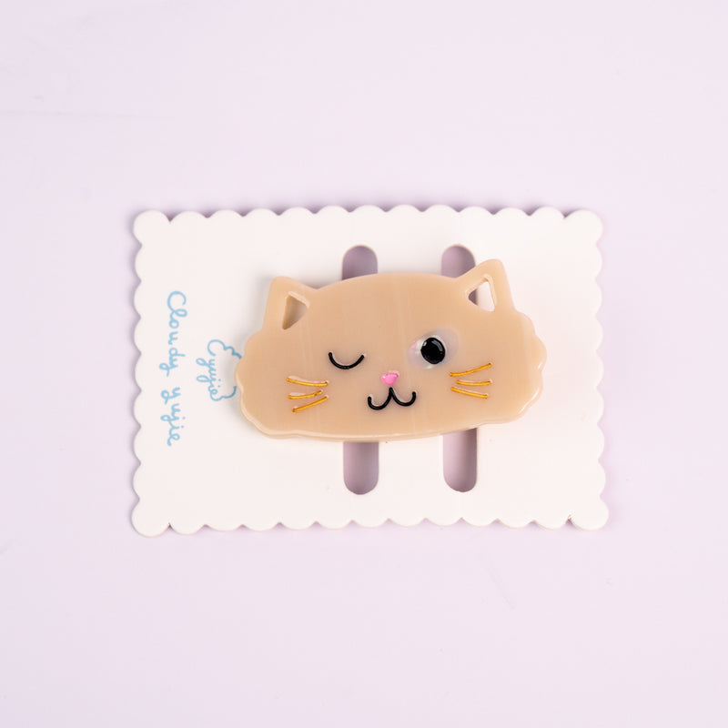 Puppy Alligator Hair Clips - Big White Cat
