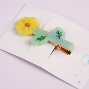 Garden Series Alligator Hair Clip - Yellow Chrysanthemum