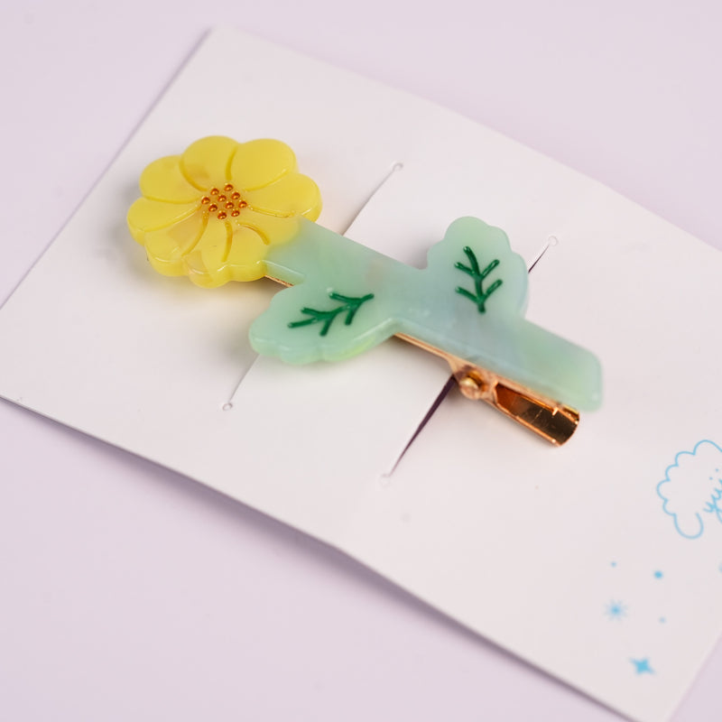 Garden Series Alligator Hair Clip - Yellow Chrysanthemum