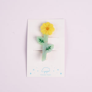 Garden Series Alligator Hair Clip - Yellow Chrysanthemum