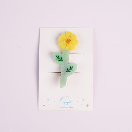 Garden Series Alligator Hair Clip - Yellow Chrysanthemum