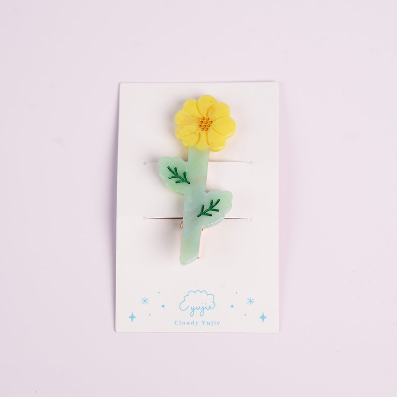 Garden Series Alligator Hair Clip - Yellow Chrysanthemum