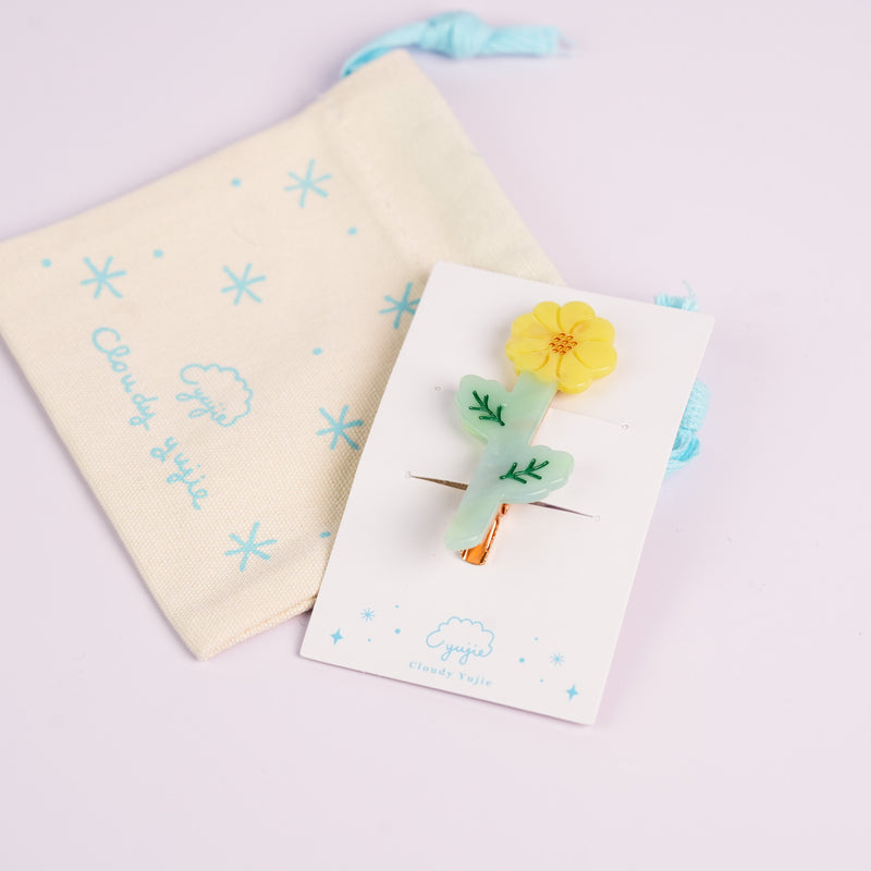 Garden Series Alligator Hair Clip - Yellow Chrysanthemum