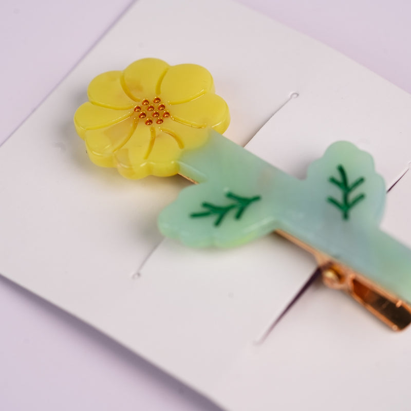 Garden Series Alligator Hair Clip - Yellow Chrysanthemum