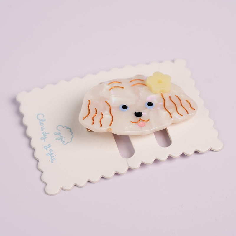 Puppy Alligator Hair Clips - Maltese