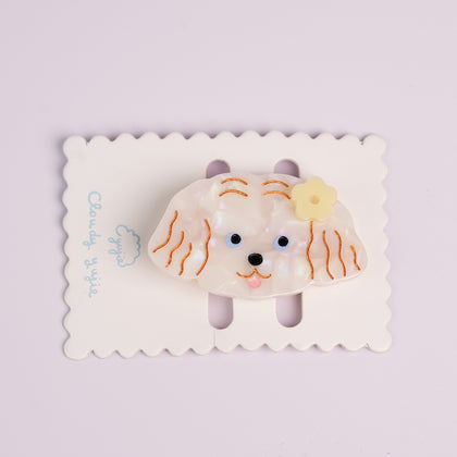 Puppy Alligator Hair Clips - Maltese