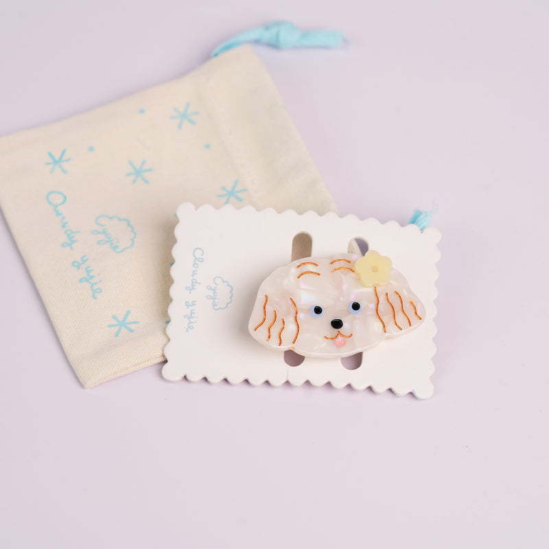 Puppy Alligator Hair Clips - Maltese
