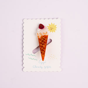 Summer Ice Cream Duckbill Hair Clips - Strawberry Vanilla