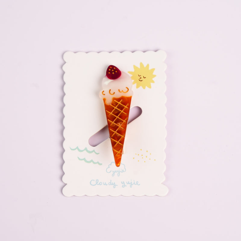 Summer Ice Cream Duckbill Hair Clips - Strawberry Vanilla