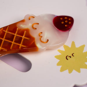 Summer Ice Cream Duckbill Hair Clips - Strawberry Vanilla