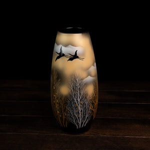 Ikebana Crane Pattern Vase