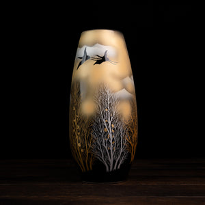 Ikebana Crane Pattern Vase