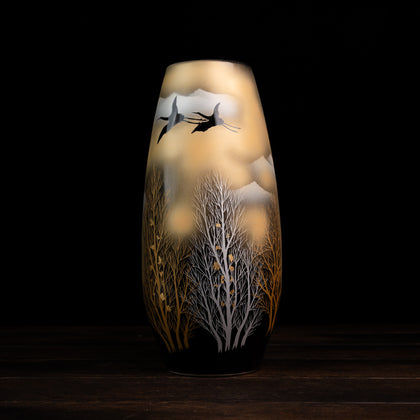 Ikebana Crane Pattern Vase