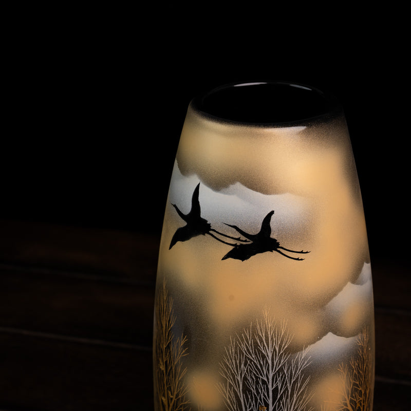 Ikebana Crane Pattern Vase