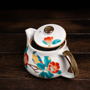 Camellia w/ Bird Design Tea Pot