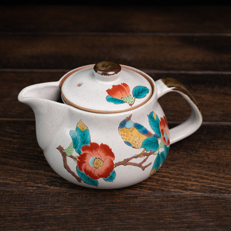 Camellia w/ Bird Design Tea Pot