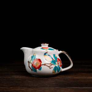 Camellia w/ Bird Design Tea Pot