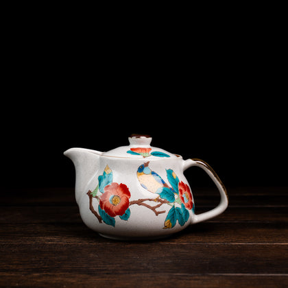 Camellia w/ Bird Design Tea Pot