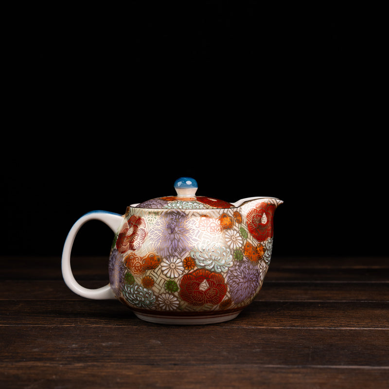 Golden Floral Design Tea Pot