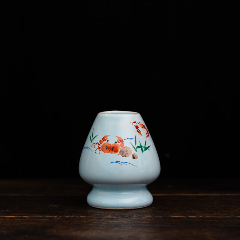 Kyoto-Style Hand Painted Chasen Stand - Crab Design