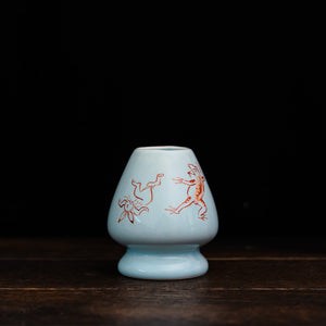 Kyoto-Style Hand Painted Chasen Stand - Choju Jinbutsu Giga Design