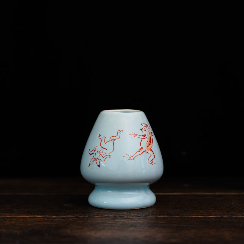 Kyoto-Style Hand Painted Chasen Stand - Choju Jinbutsu Giga Design