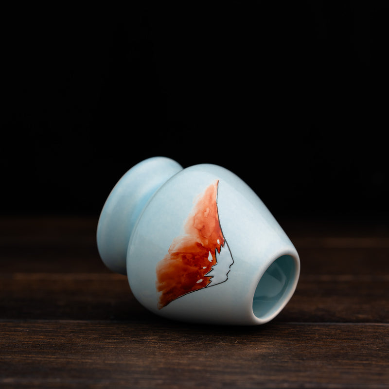 Kyoto-Style Hand Painted Chasen Stand - Akai Fuji Design