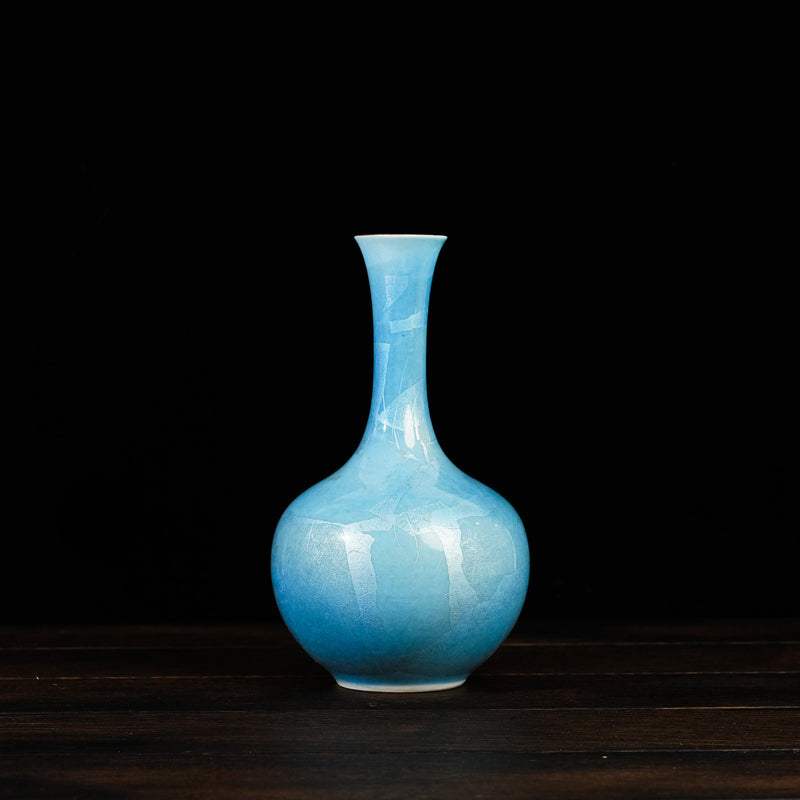 Blue with Silver Rim Vase