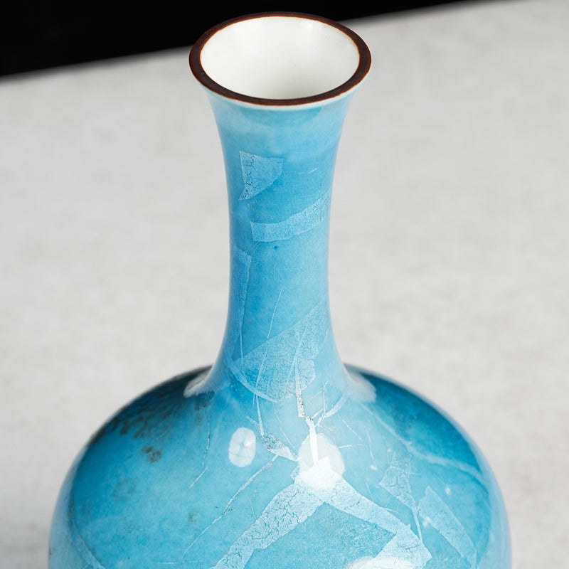 Blue with Silver Rim Vase