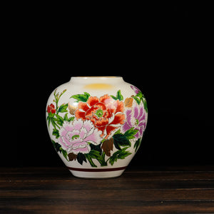 Floral Tapestry White Vase