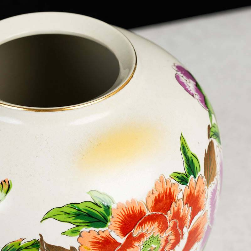 Floral Tapestry White Vase