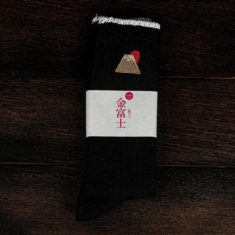 Cotton Slab Socks／Golden Fuji (Black)