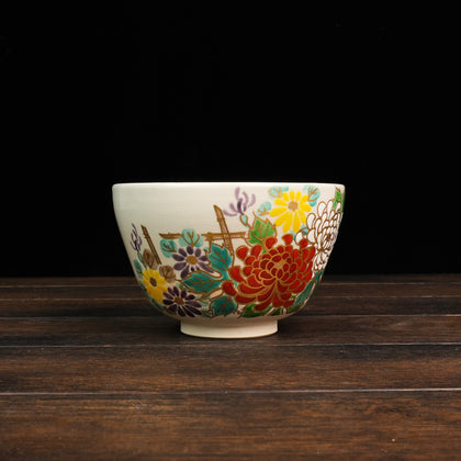 Iroe Treasure Hand-Painted Matcha Bowl of Auspicious