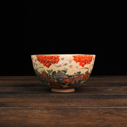 Iroe Treasure Hand-Painted Matcha Bowl of Hyakka