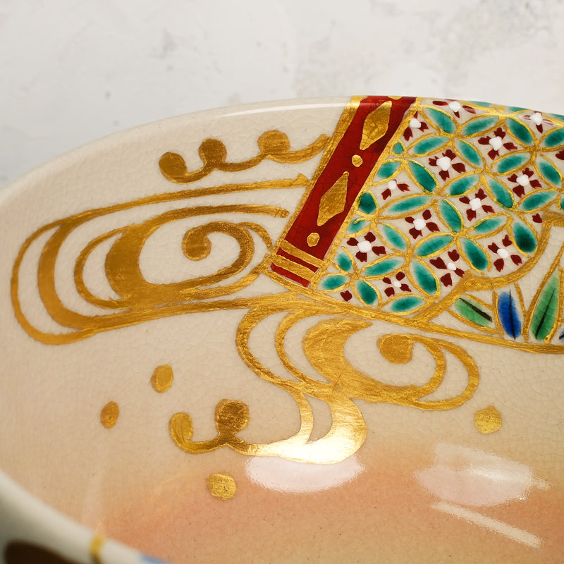 Iroe Treasure Hand-Painted Matcha Bowl of Manpuku Ogi