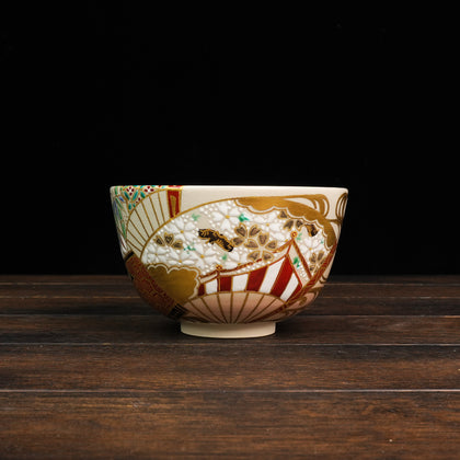Iroe Treasure Hand-Painted Matcha Bowl of Manpuku Ogi